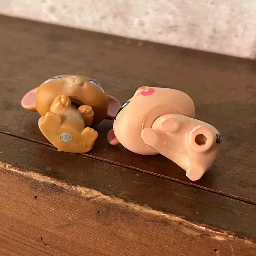 Littlest Pet Shop LPS Pair #1341 Tan And Pink‎ Stars Hamster & #324 Brown Mouse